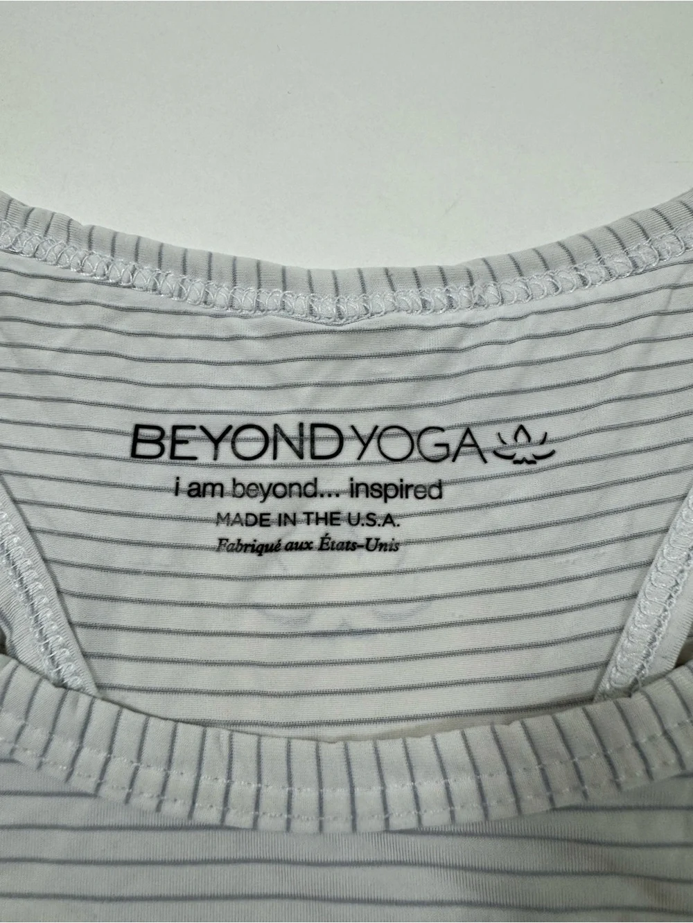 Beyond Yoga Drape Cutout Back Shirt Grey Stripe
